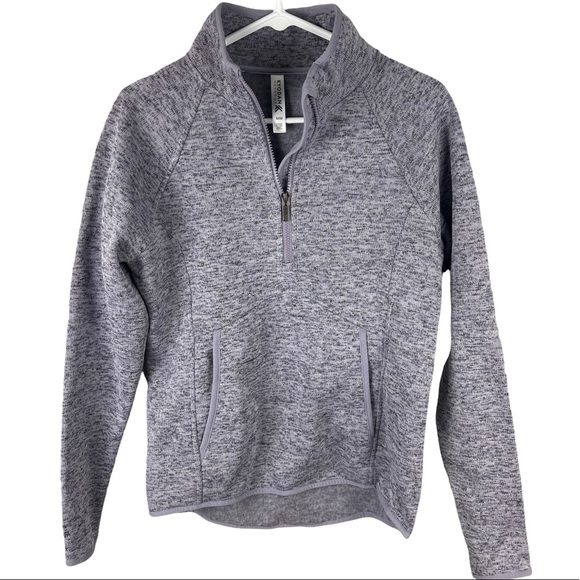 Kyodan Tops - Kyodan 1/4 Zip Pullover Fleece Long Sleeve Sweatshirt Heather Grey Blue Sz M